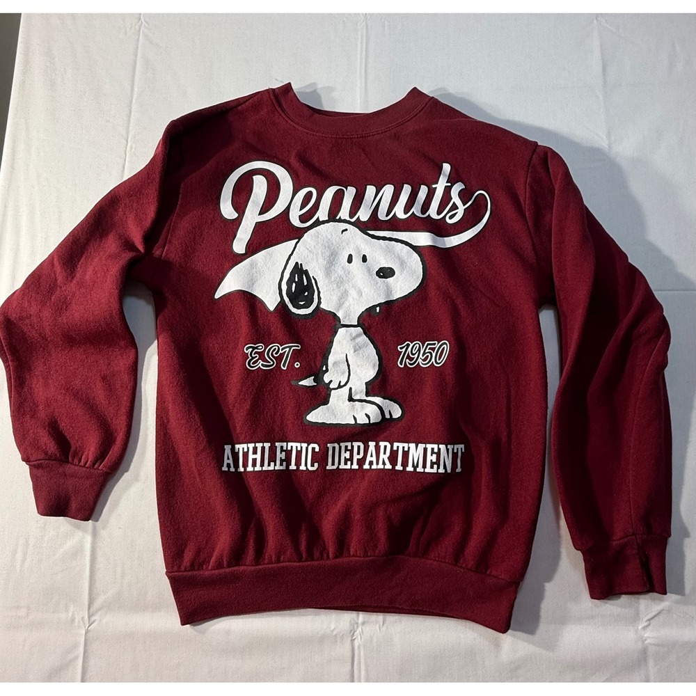 Peanuts Snoopy Athletic Dept Sweatshirt Burgundy Maroon XXS Freeze Graphic